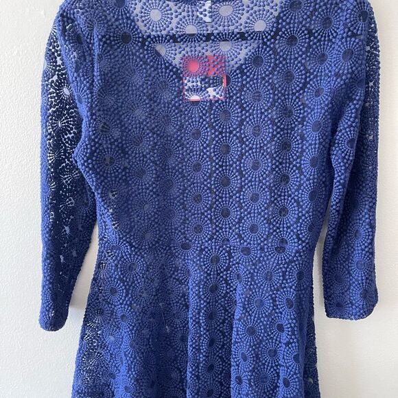NWT Anthropologie Only Hearts Love is Enough Blue Sheer Lace Zipper large - Picture 8 of 13